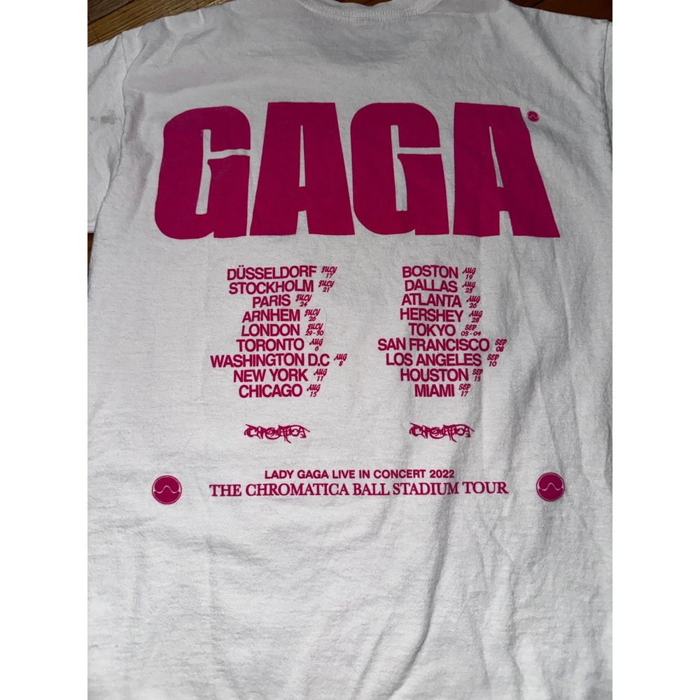Lady Gaga The Chromatica Ball 2022 Tour Concert T-Shirt White Pink Black Small - Picture 3 of 5